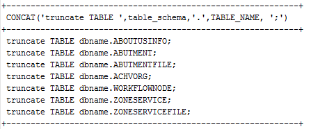 在MySQL数据库中使用truncate命令实现清空数据库中的所有表