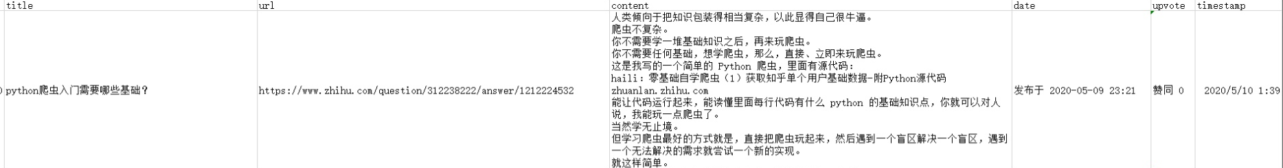 python爬虫采集知乎后怎么输出内容