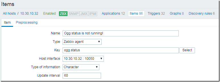 Linux平台中的ogg进程怎么利用zabbix实现监控