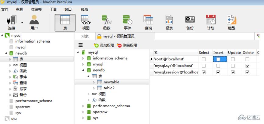navicat如何刷新表的权限