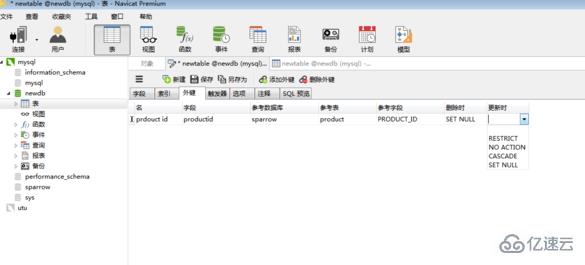 navicat设置外键的方法