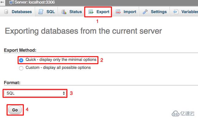 phpmyadmin导出数据库文件的方法