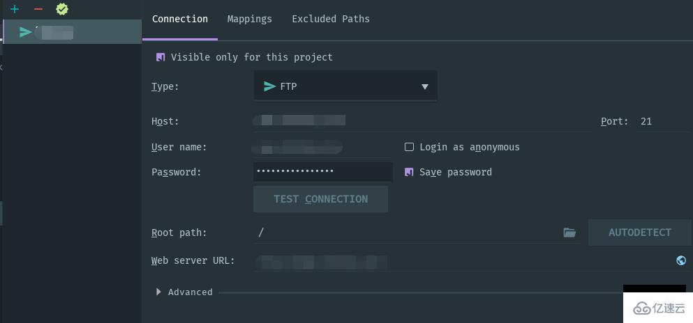 phpstorm ftp connection