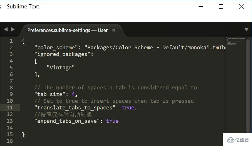 Sublime text3如何修改tab键为缩进为四个空格
