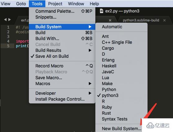 sublime中按ctrl+B调用python3运行的方法