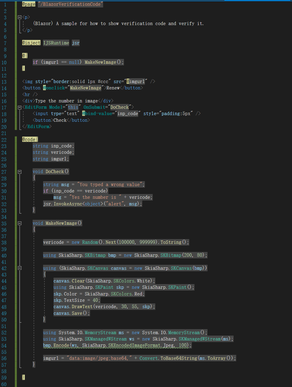 [Asp.Net Core]怎么用Blazor Server Side实现图片验证码功能