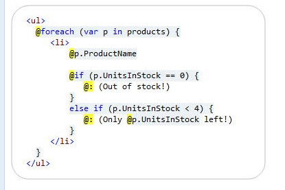 ASP.NET MVC3中Razor的@:和語法是什么