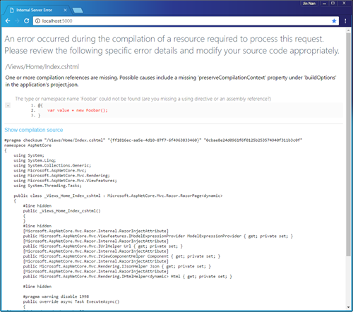 ASP.NET Core中DeveloperExceptionPageMiddleware中间件呈现“开发者异常页面”怎么办