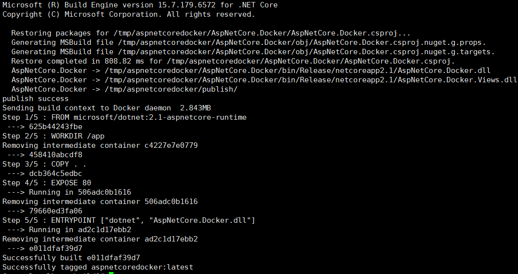 如何在Docker中运行ASP.NET Core 2.1 项目