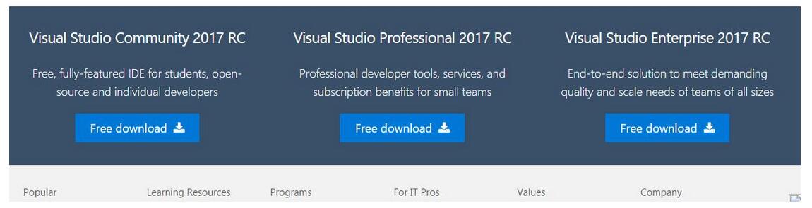 Visual Studio 2017 RC如何安裝