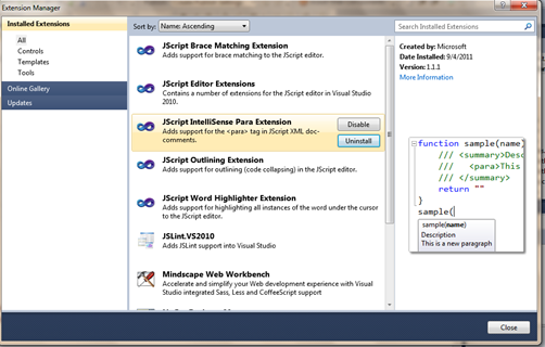 VisualStudio2010前端开发工具和扩展以及插件的有哪些