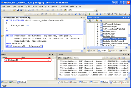 ASP.NET 2.0中怎么调试存储过程