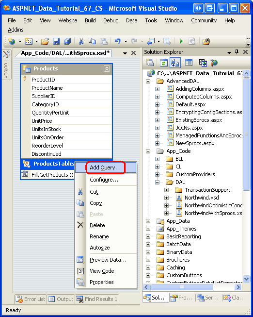 ASP.NET 2.0中怎么利用TableAdapters创建存储过程