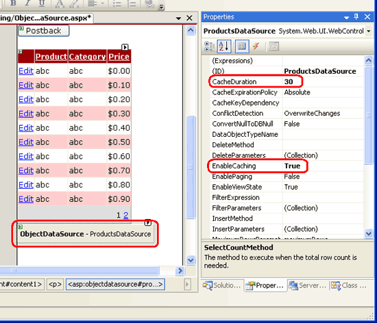 ASP.NET 2.0中怎么利用ObjectDataSource缓存数据