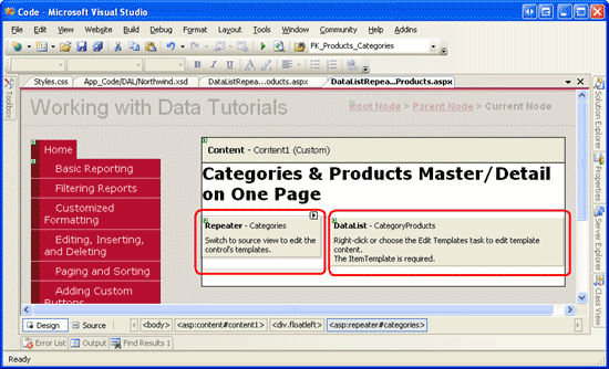 在ASP.NET 2.0中如何使用Repeater和DataList單頁(yè)面實(shí)現(xiàn)主/從報(bào)表