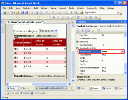 在ASP.NET 2.0中如何配置GridView页脚显示统计信息