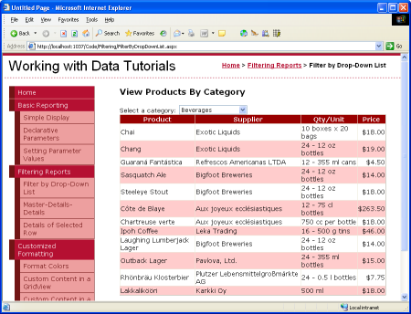 怎么在ASP.NET 2.0中使用DropDownList过滤主/从报表