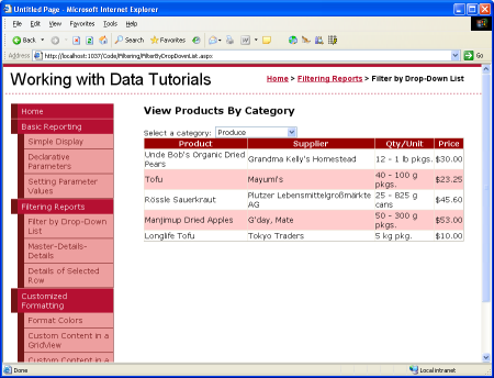 怎么在ASP.NET 2.0中使用DropDownList过滤主/从报表