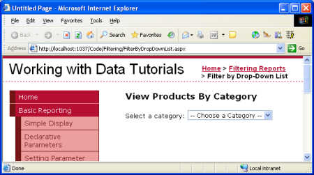 怎么在ASP.NET 2.0中使用DropDownList过滤主/从报表