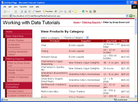 怎么在ASP.NET 2.0中使用DropDownList过滤主/从报表