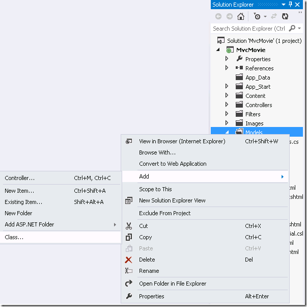 ASP.NET MVC4中怎么添加一个模型