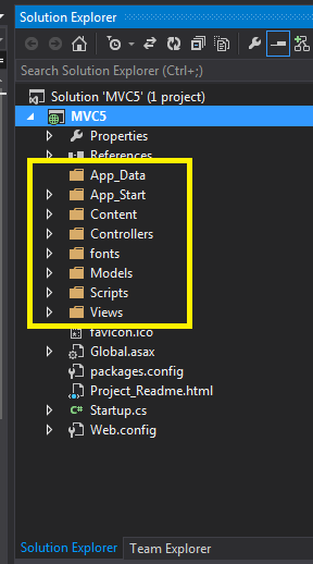 MVC5应用程序项目有哪些