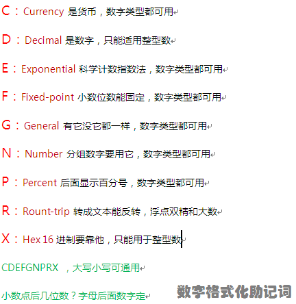 .Net中的数字与日期格式化规则助记词怎么用