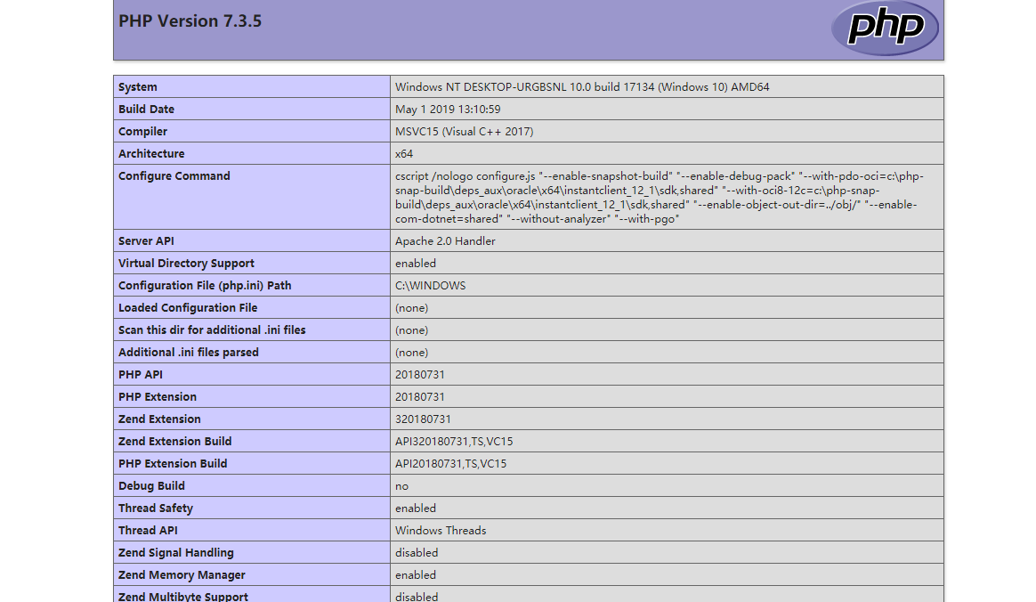 如何在apache中集成php7.3.5