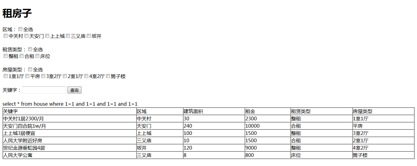 php如何实现出租房数据管理及搜索页面