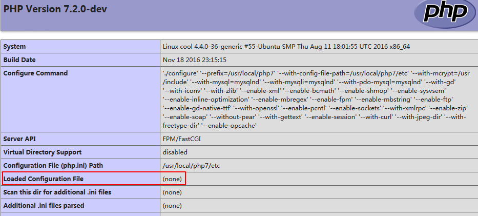 php的phpinfo()中Loaded Configuration File(none)怎么办