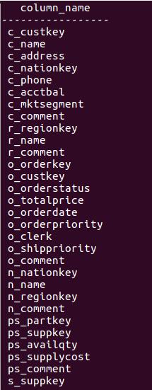 利用Postgresql 怎么查询表中的列名