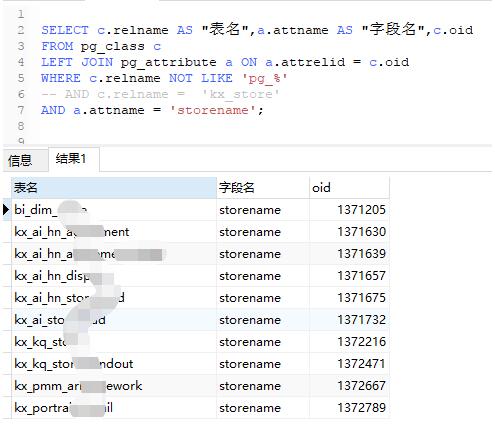 怎么在postgresql中查询字段的表