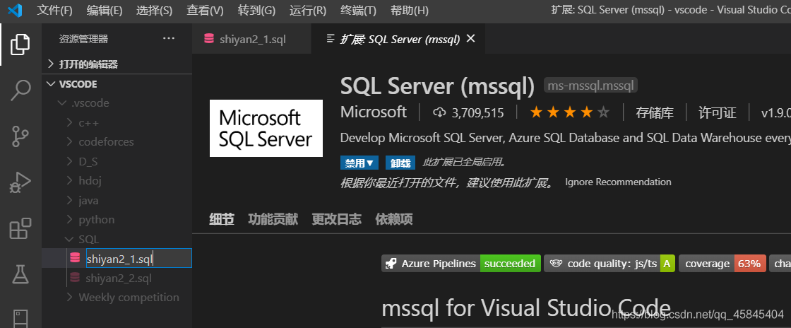 如何在Vscode中使用SQL语句