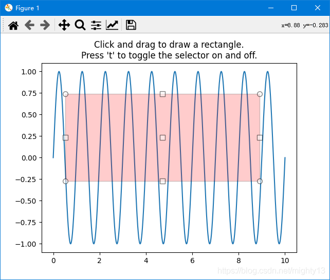 matplotlib部件之矩形选区(RectangleSelector)的实现方法