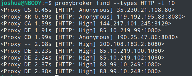 如何在python中使用proxybroker构建一个爬虫免费IP代理池