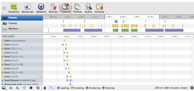 chrome开发者工具timeline的示例分析