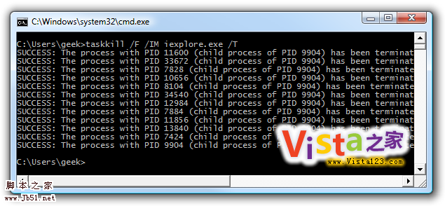 怎么用命令一次關(guān)閉Vista下多個IE8進(jìn)程