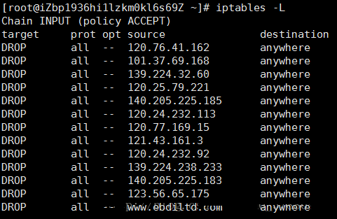 CentOS中iptables封IP的示例分析