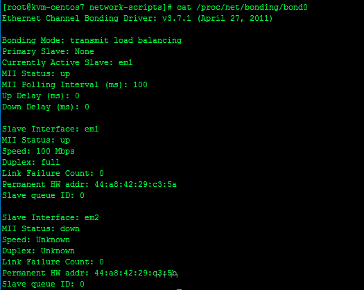 在CentOS7中怎么配置NIC綁定