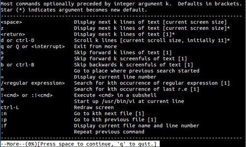 CentOS中逐页显示长文本文件的命令用法