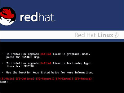 如何启动安装红帽子Red Hat Linux 9光盘