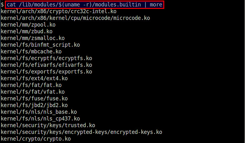 怎么獲取Linux系統(tǒng)中的內(nèi)置模塊信息