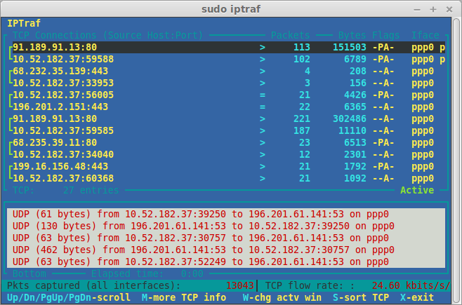 在Linux系统中怎么使用iptraf进行网络监控