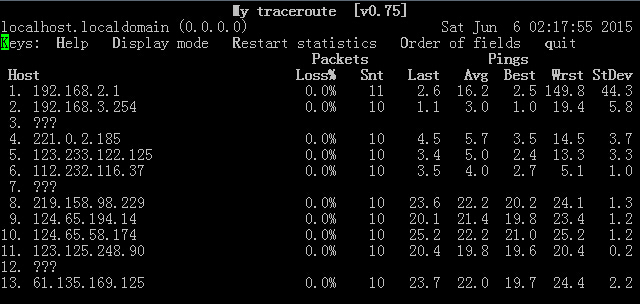 Linux常用网络工具如何使用路由扫描工具mtr