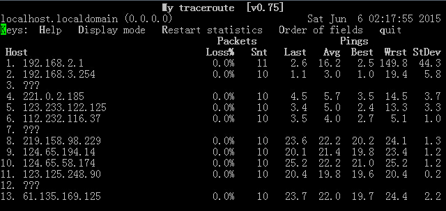 Linux常用網(wǎng)絡工具如何使用路由掃描工具mtr