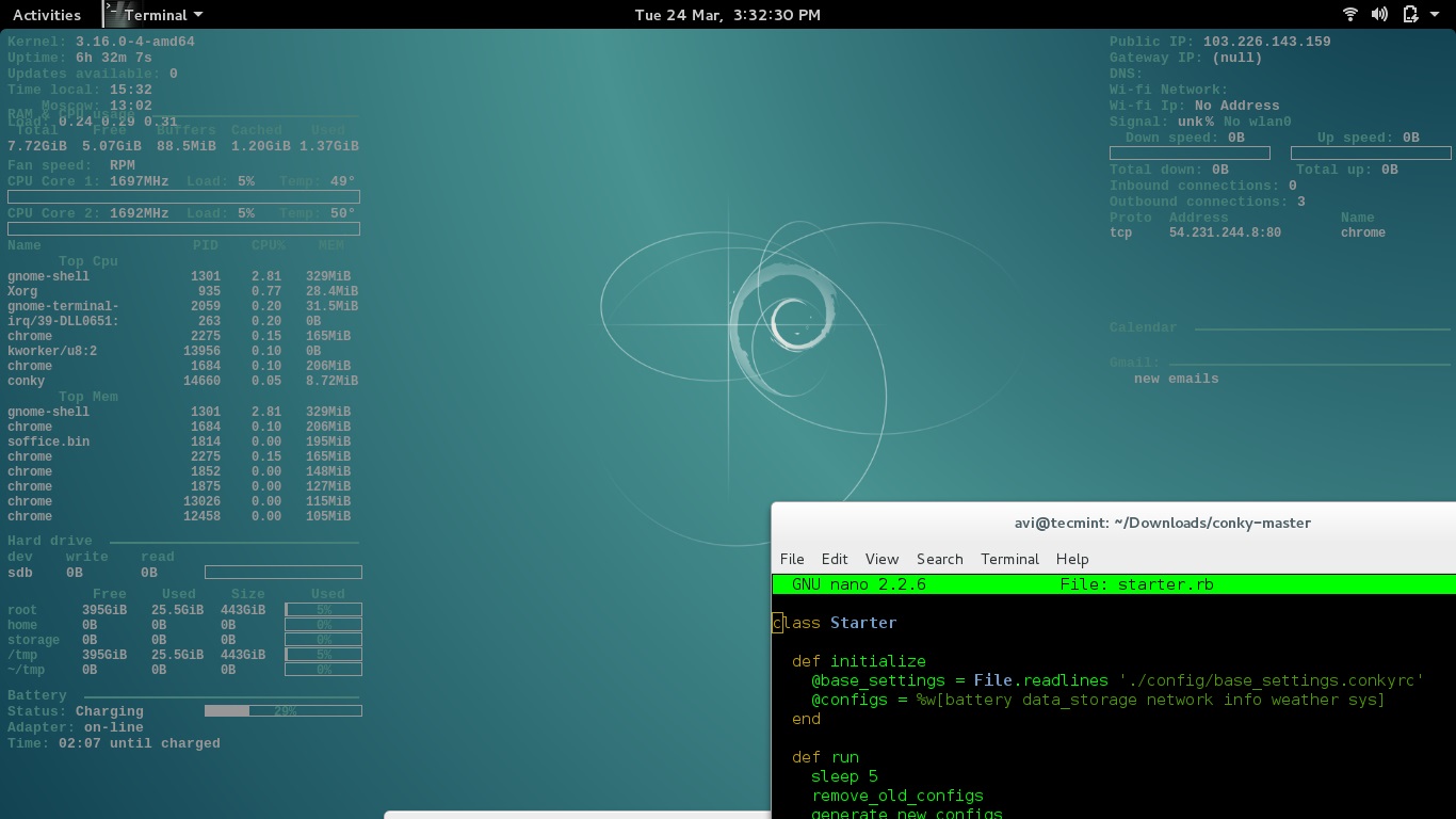 Linux下怎么用Conky来监视系统运行信息