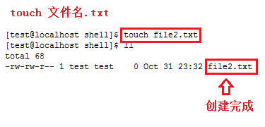 linux中如何创建.txt类型的文件
