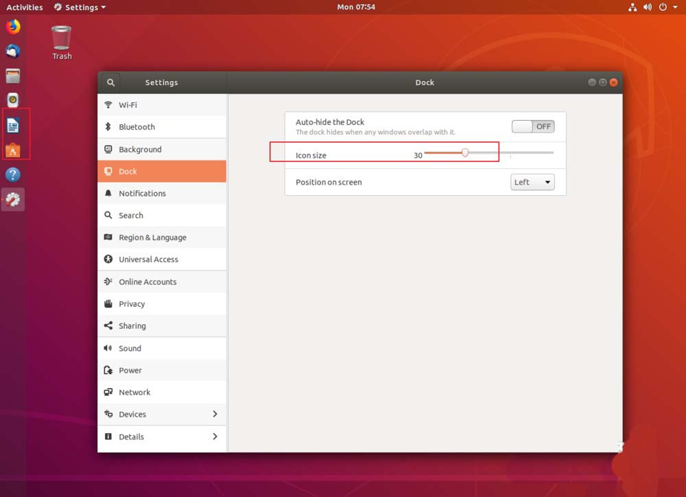 Ubuntu18.04左侧边栏图标如何调整大小