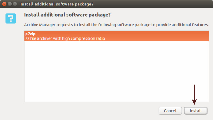 如何使用Ubuntu修复There is no command installed for 7-zip archive files错误
