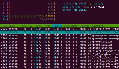 ubuntu怎么查看内存占用和查看cpu使用情况